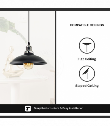 Vintage Industrial Black  E27 Ceiling Hanging Light Shade Loft Style Metal Ceiling Pendant Lamp