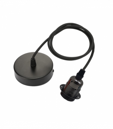 Vintage Industrial Black Pendant Light Fitting, lampshade Holder Fitting  Set with 2m Cable.