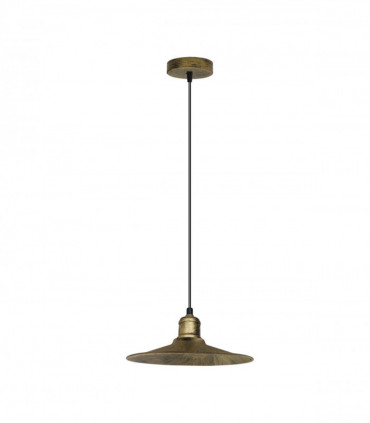Vintage Industrial Brushed Brass Ceiling Pendant Light Adjustable Cord E27 Base Hand Brushed Finished Flat Cone Shaped