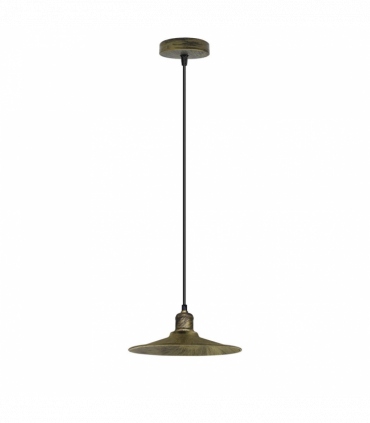 Vintage Industrial Brushed Brass Ceiling Pendant Light Adjustable Cord E27 Base Hand Brushed Finished Flat Cone Shaped