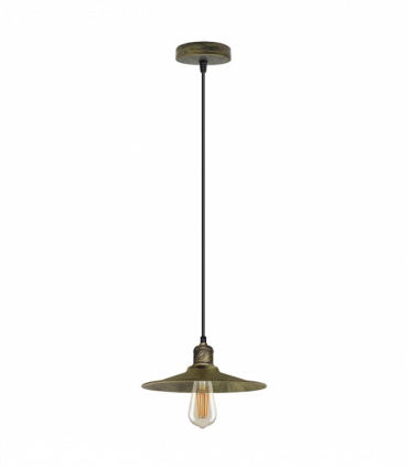Vintage Industrial Brushed Brass Ceiling Pendant Light Adjustable Cord E27 Base Hand Brushed Finished Flat Cone Shaped