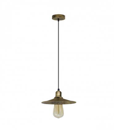 Vintage Industrial Brushed Brass Ceiling Pendant Light Adjustable Cord E27 Base Hand Brushed Finished Flat Cone Shaped
