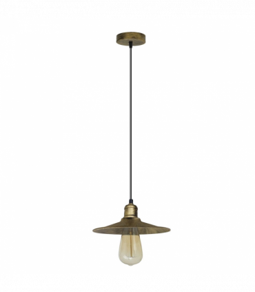 Vintage Industrial Brushed Brass Ceiling Pendant Light Adjustable Cord E27 Base Hand Brushed Finished Flat Cone Shaped