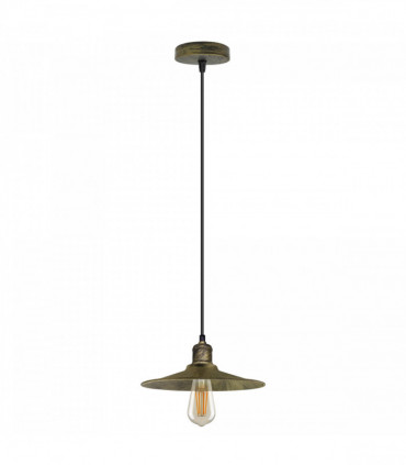 Vintage Industrial Brushed Brass Ceiling Pendant Light Adjustable Cord E27 Base Hand Brushed Finished Flat Cone Shaped