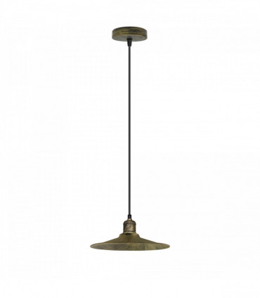 Vintage Industrial Brushed Brass Ceiling Pendant Light Adjustable Cord E27 Base Hand Brushed Finished Flat Cone Shaped