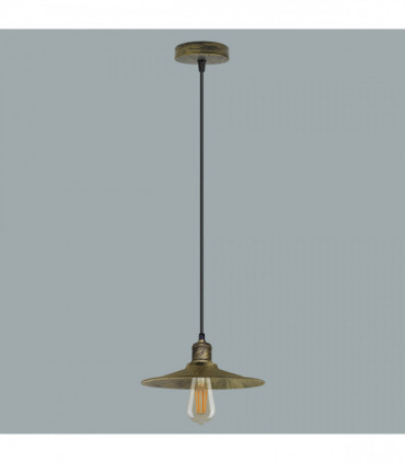 Vintage Industrial Brushed Brass Ceiling Pendant Light Adjustable Cord E27 Base Hand Brushed Finished Flat Cone Shaped