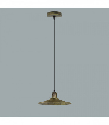 Vintage Industrial Brushed Brass Ceiling Pendant Light Adjustable Cord E27 Base Hand Brushed Finished Flat Cone Shaped