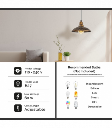 Vintage Industrial Brushed copper E27 Ceiling Hanging Light  Shade Loft Style Metal Ceiling Pendant Lamp