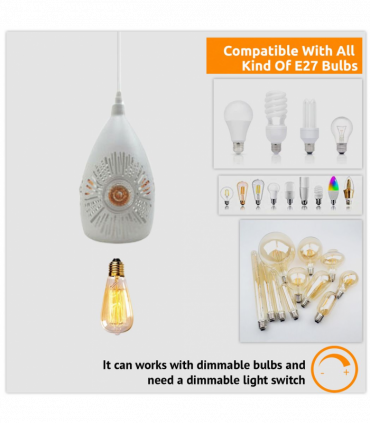 Vintage Industrial Ceiling Pendant Light, White Metal Shade Hanging Chandelier Lights