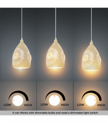 Vintage Industrial Ceiling Pendant Light, White Metal Shade Hanging Chandelier Lights