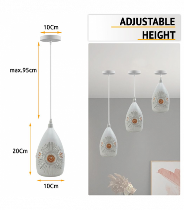 Vintage Industrial Ceiling Pendant Light, White Metal Shade Hanging Chandelier Lights