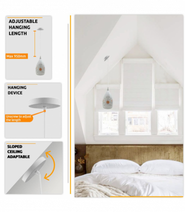 Vintage Industrial Ceiling Pendant Light, White Metal Shade Hanging Chandelier Lights