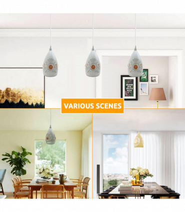 Vintage Industrial Ceiling Pendant Light, White Metal Shade Hanging Chandelier Lights