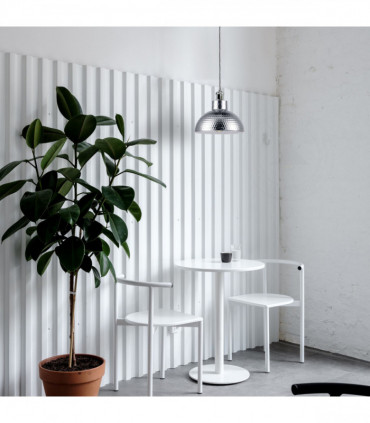 Vintage Industrial Chrome Ceiling Pendant Light Metal Shade Hanging Lamp