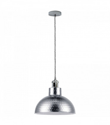 Vintage Industrial Chrome Ceiling Pendant Light Metal Shade Hanging Lamp