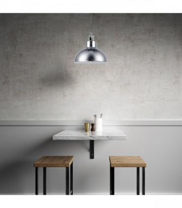 Vintage Industrial Chrome Ceiling Pendant Light Metal Shade Hanging Lamp