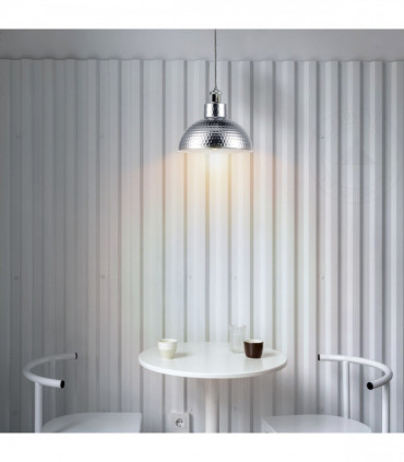 Vintage Industrial Chrome Ceiling Pendant Light Metal Shade Hanging Lamp