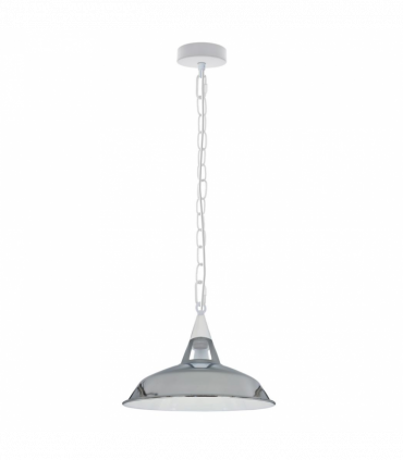 Vintage Industrial Chrome Metal Ceiling Lamp Shade Pendant Lights, UK E27