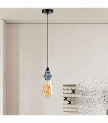 Vintage Industrial Chrome Pendant Light Fitting, lampshade Holder Fitting  Set with 2m Cable.