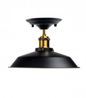 Vintage Industrial Flush Mount Ceiling Light Black Metal Bowl Lampshade