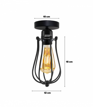 Vintage Industrial Geometric Balloon Shaped Wire Cage Ceiling Light