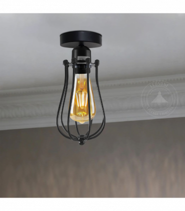 Vintage Industrial Geometric Balloon Shaped Wire Cage Light  Lighting Bulb Holder