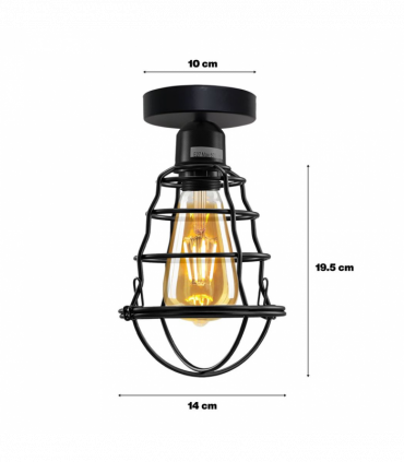 Vintage Industrial Geometric Wavy Shaped Wire Cage Ceiling Light Light Fitting Lighting Bulb Holder