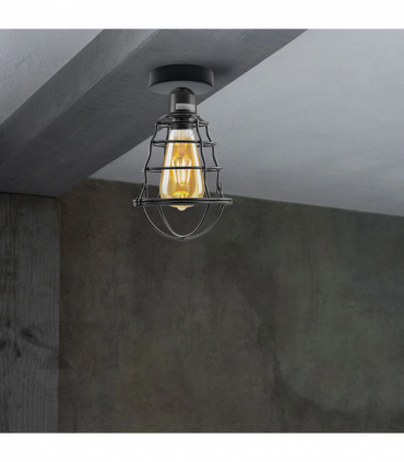 Vintage Industrial Geometric Wavy Shaped Wire Cage Light Metal Round Ceiling Rose Lighting Bulb Holder