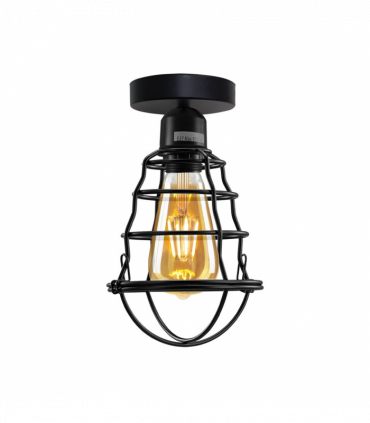 Vintage Industrial Geometric Wavy Shaped Wire Cage Light Metal Round Ceiling Rose Lighting Bulb Holder