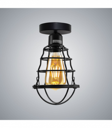 Vintage Industrial Geometric Wavy Shaped Wire Cage Light Metal Round Ceiling Rose Lighting Bulb Holder