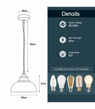 Vintage Industrial Green Brass E27 Ceiling Light Cage Shade Loft Pendant Lamp