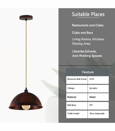 Vintage Industrial Lights Ceiling Chandelier  E27 Pendant Light Lamp Fixture