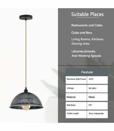 Vintage Industrial Lights Ceiling Chandelier  E27 Pendant Light Lamp Fixture