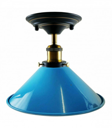 Vintage Industrial Metal Cone Shade Flush Mount Ceiling Light