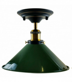 Vintage Industrial Metal Cone Shade Flush Mount Ceiling Light
