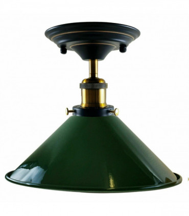 Vintage Industrial Metal Cone Shade Flush Mount Ceiling Light