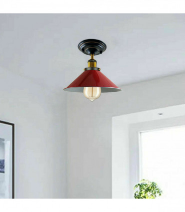 Vintage Industrial Metal Cone Shade Flush Mount Ceiling Light