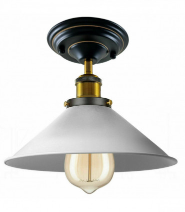Vintage Industrial Metal Cone Shade Flush Mount Ceiling Light