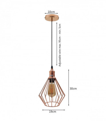 Vintage Industrial Metal Diamond Cage Ceiling Pendant Light Modern Hanging Lamps