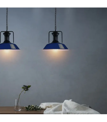 Vintage Industrial Navy Blue Ceiling Pendant Light Shade Hanging Lamp Light