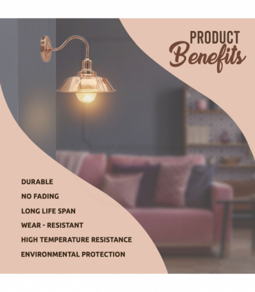 Vintage Industrial Rose Gold Retro Wall light Sturdy Metal Lamp Shade Lights Classic Style Electroplated Finish E27 lamp