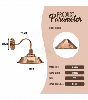 Vintage Industrial Rose Gold Retro Wall light Sturdy Metal Lamp Shade Lights Classic Style Electroplated Finish E27 lamp