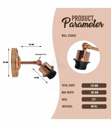 Vintage Industrial Rose Gold Retro Wall light Sturdy Metal Lamp Shade Lights Classic Style Electroplated Finish E27 lamp