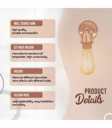 Vintage Industrial Rose Gold Retro Wall light Sturdy Metal Lamp Shade Lights Classic Style Electroplated Finish E27 lamp