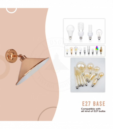 Vintage Industrial Rose Gold Retro Wall light Sturdy Metal Lamp Shade Lights Classic Style Electroplated Finish E27 lamp