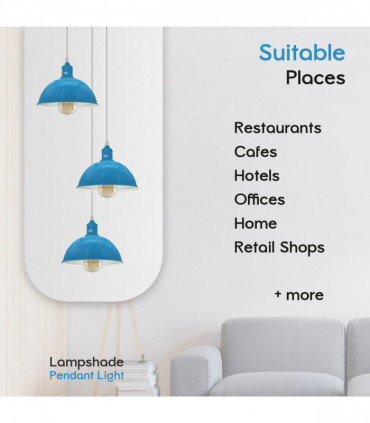 Vintage Industrial Round Three Outlet 21cm Pendant Light Blue with bulb