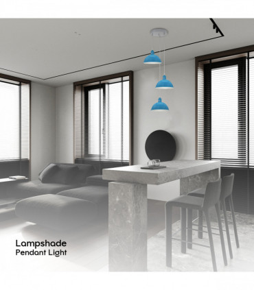 Vintage Industrial Round Three Outlet 21cm Pendant Light Blue without bulb