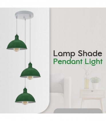 Vintage Industrial Round Three Outlet 21cm Pendant Light Green with bulb