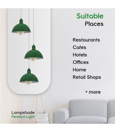 Vintage Industrial Round Three Outlet 21cm Pendant Light Green without bulb