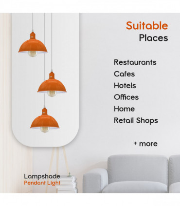 Vintage Industrial Round Three Outlet 21cm Pendant Light Orange without bulb